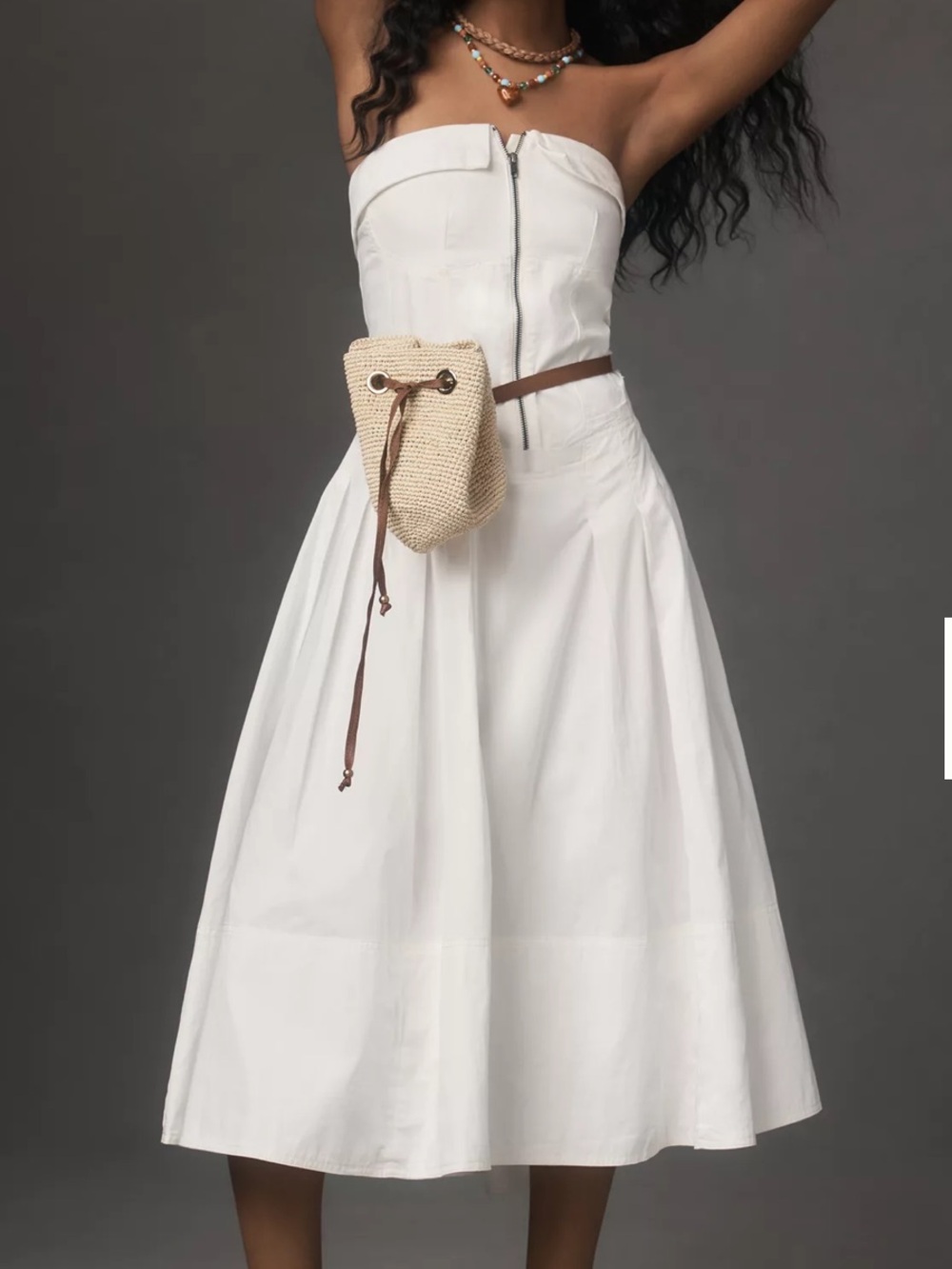 anthropologie Pilcro White Strapless Twofer Midi Dress XS